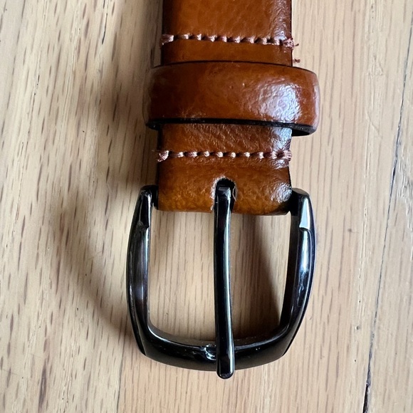 Paul Lawrence Genuine Brown Leather Belt 30 Waist Made in Italy Metal Buckle - Picture 6 of 7